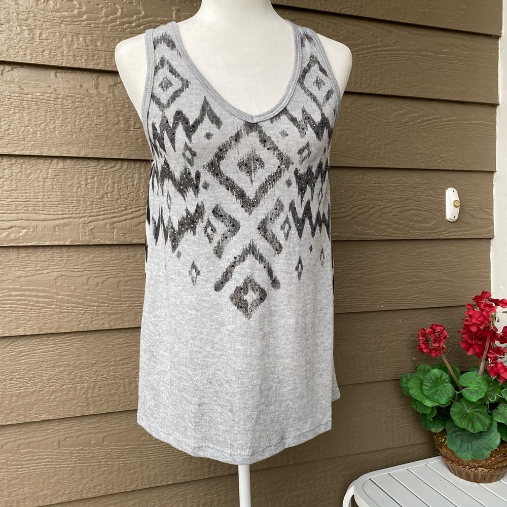 Vocal tank top/ tunic women’s gray chiffon, size S